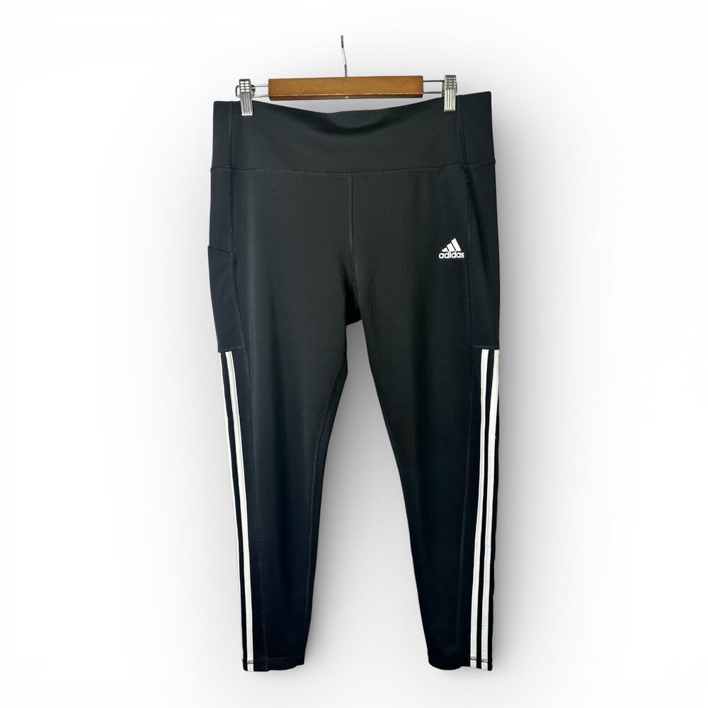 Adidas Womens size XL Aeroready Essentials 3 Stripe Leggings Pockets